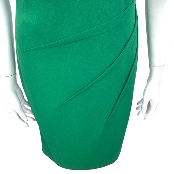 Calvin Klein Career Sheath Dress Womens 6 Green Sleeveless Knee Length Pleated - Picture 5 of 9